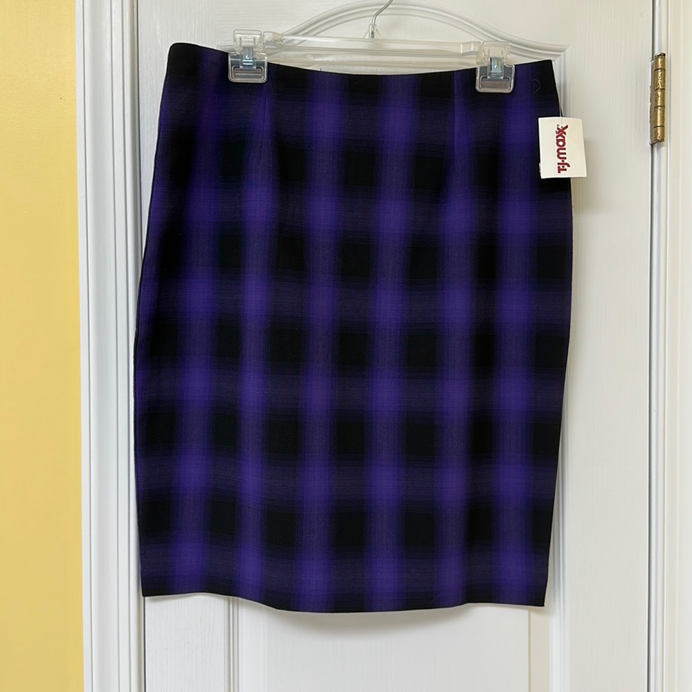 The Limited Black and Purple Checkered Pencil Skirt